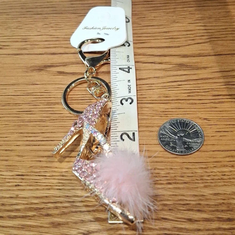 Pink Faux Fur High Heel Keychain/Bag Charm